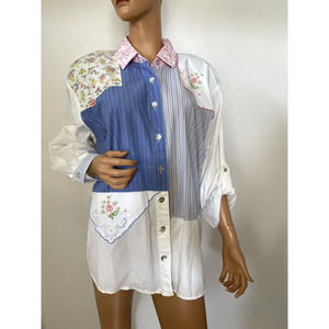 teddi blouse Size 1X Multicolor and Mixed Fabric long sleeve